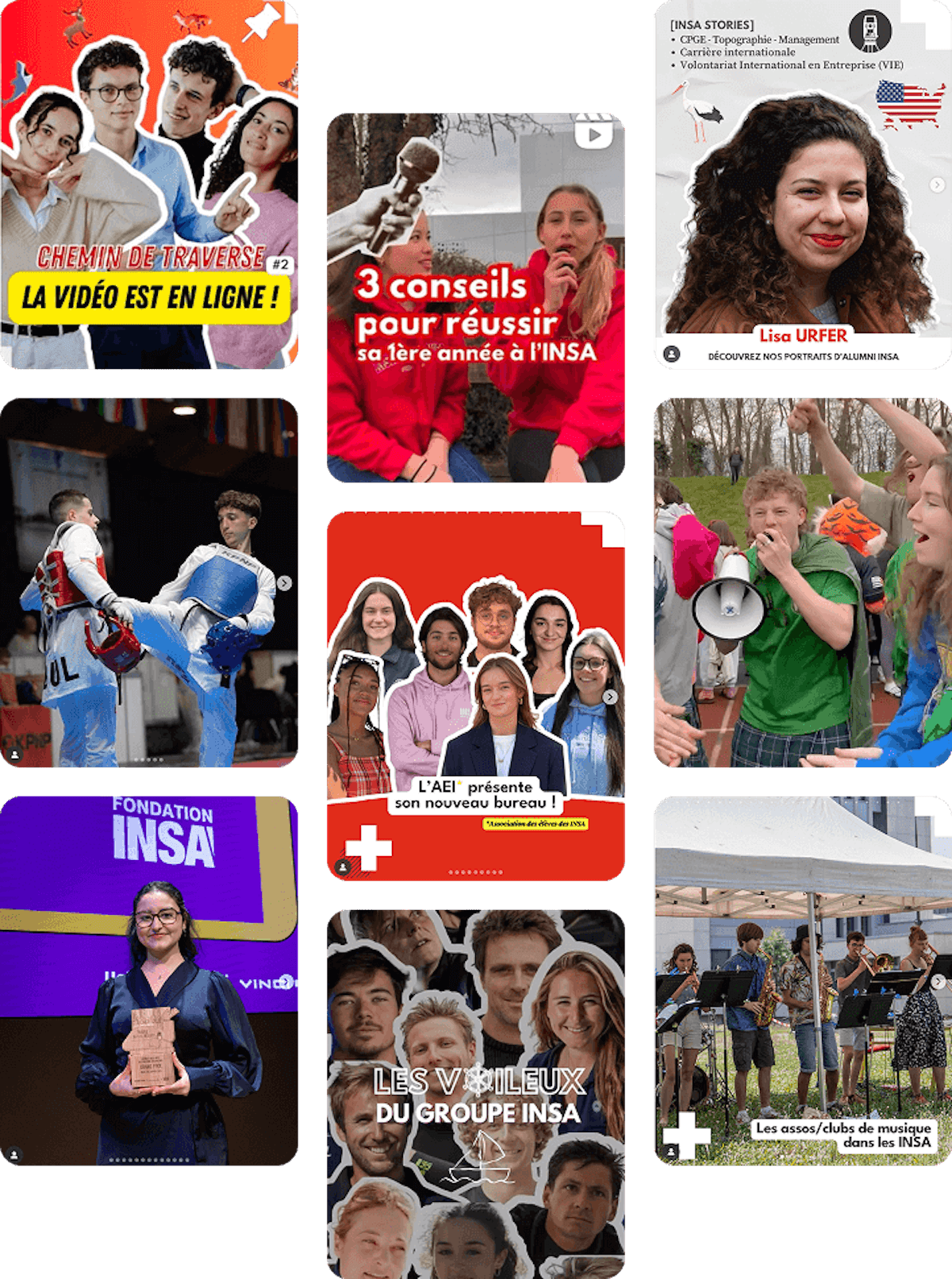 Mosaïque de photos Instagram du groupe INSA